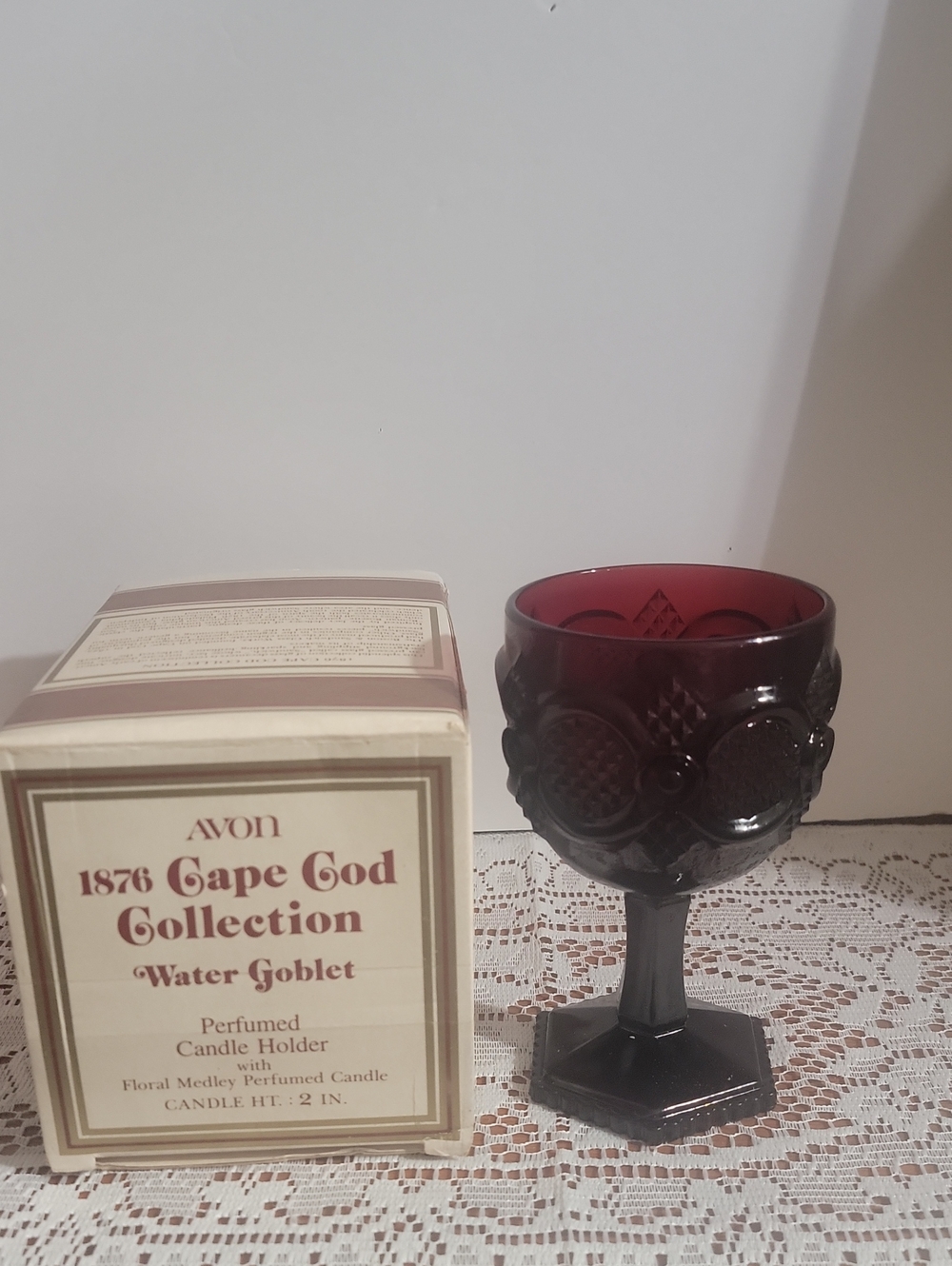 Avon 1876 Cape Cod Water Goblet Ruby Red